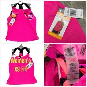 Women’s Zeroxposur XS Tankini 2 n 1 Padded Swim Swimwear Tank Top Hot Pink NWT